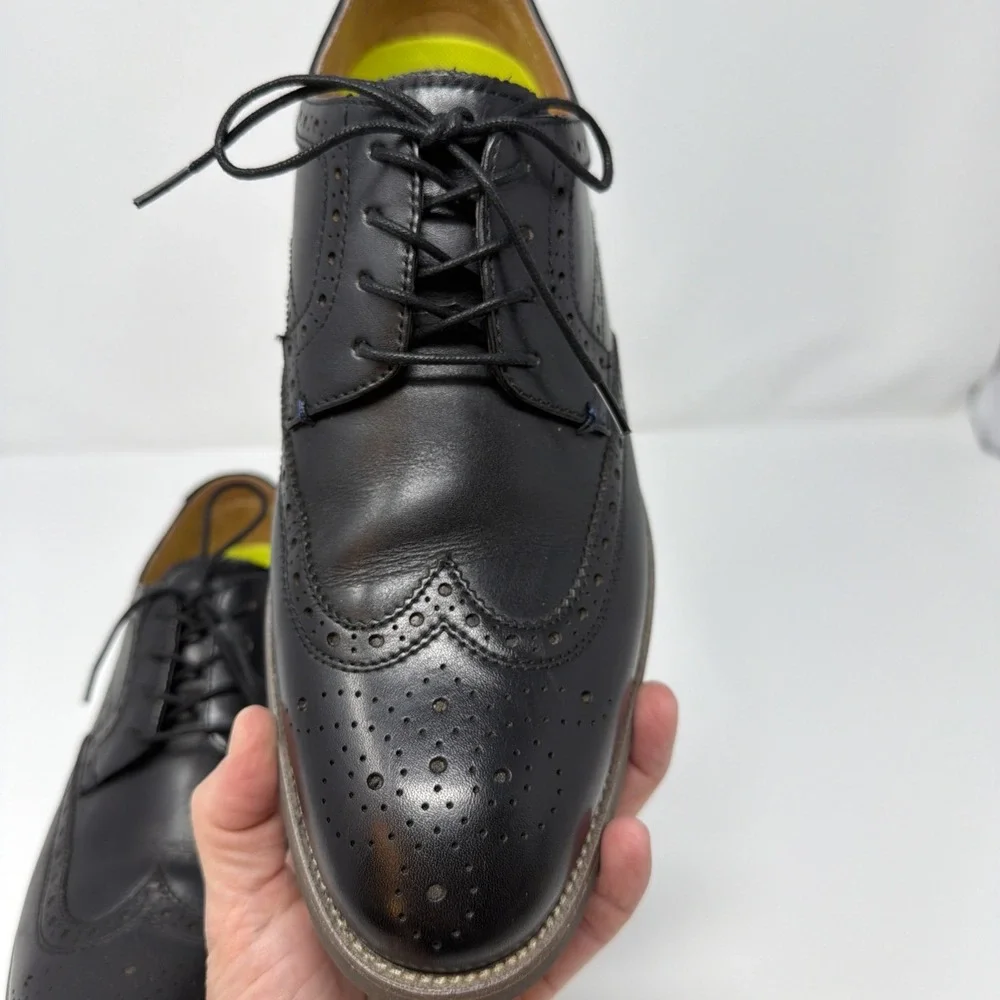 Florsheim Midtown Size 9.5 M Wingtip Oxford Men's Black Leather Shoes Comfortech